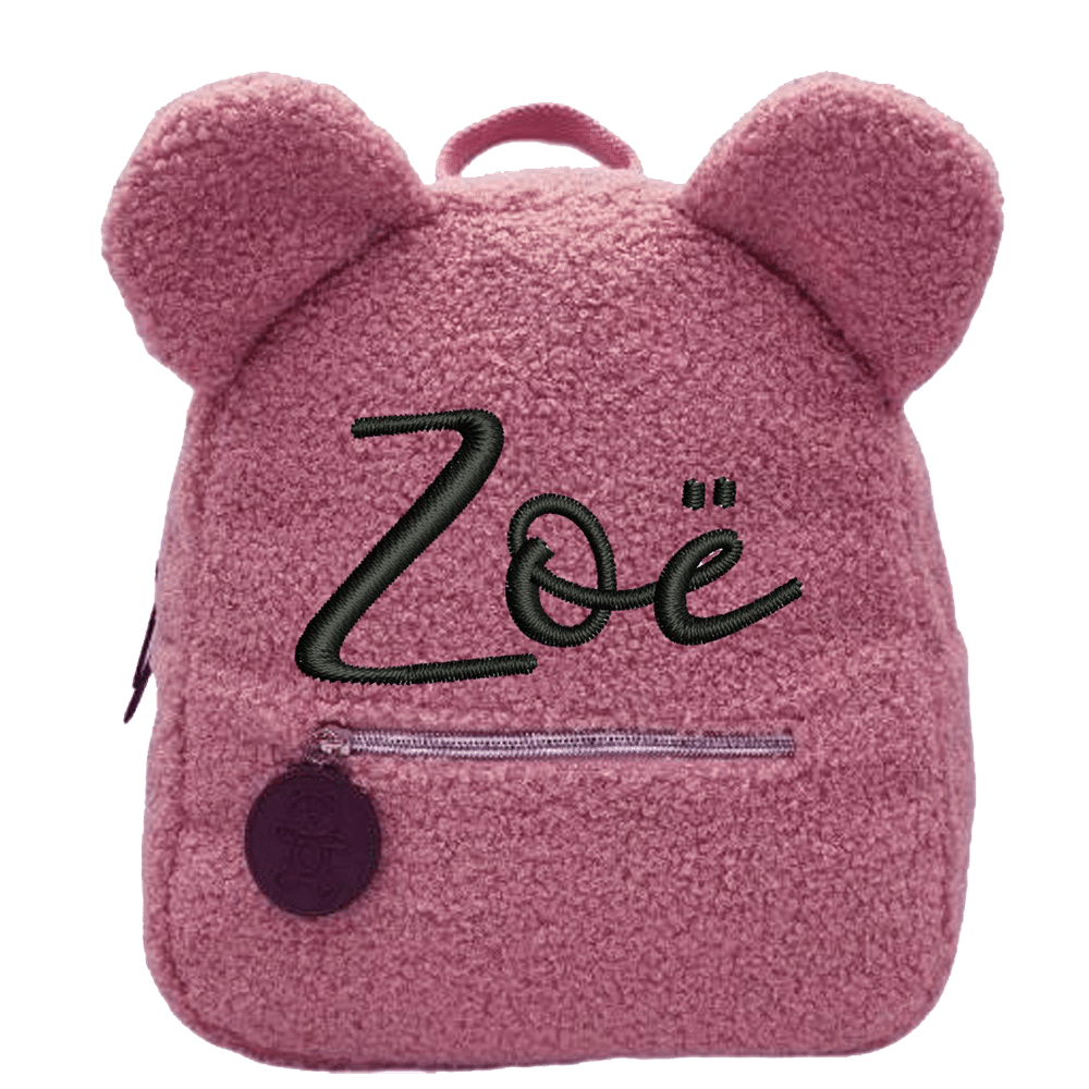 teddy rugtas met naam geborduurd Roze