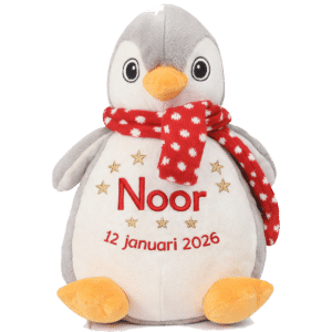 Knuffel met naam geborduurd – Pinguin