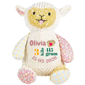 Knuffel schaap gebordurd